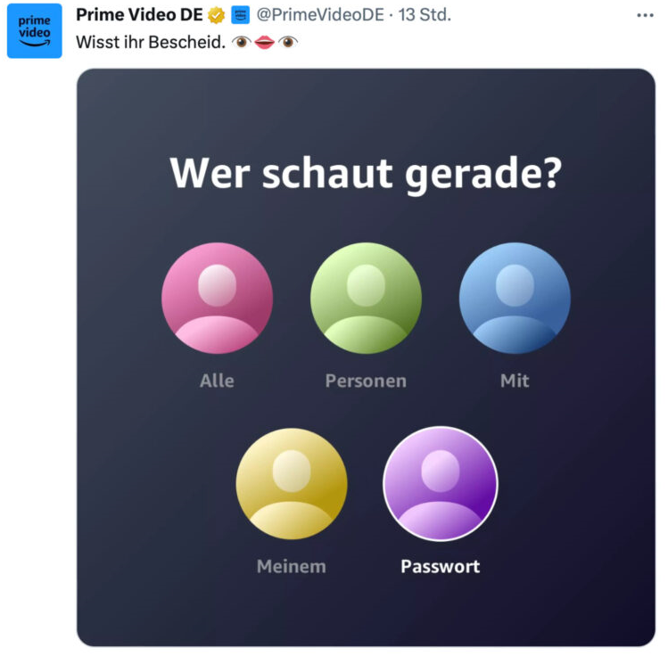 amazon prime twitter password sharing