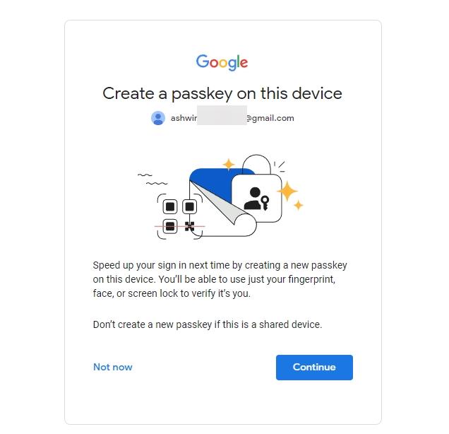create a google passkey on a secondary device