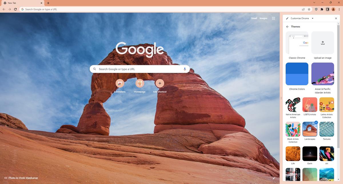 customize chrome with wallpaper