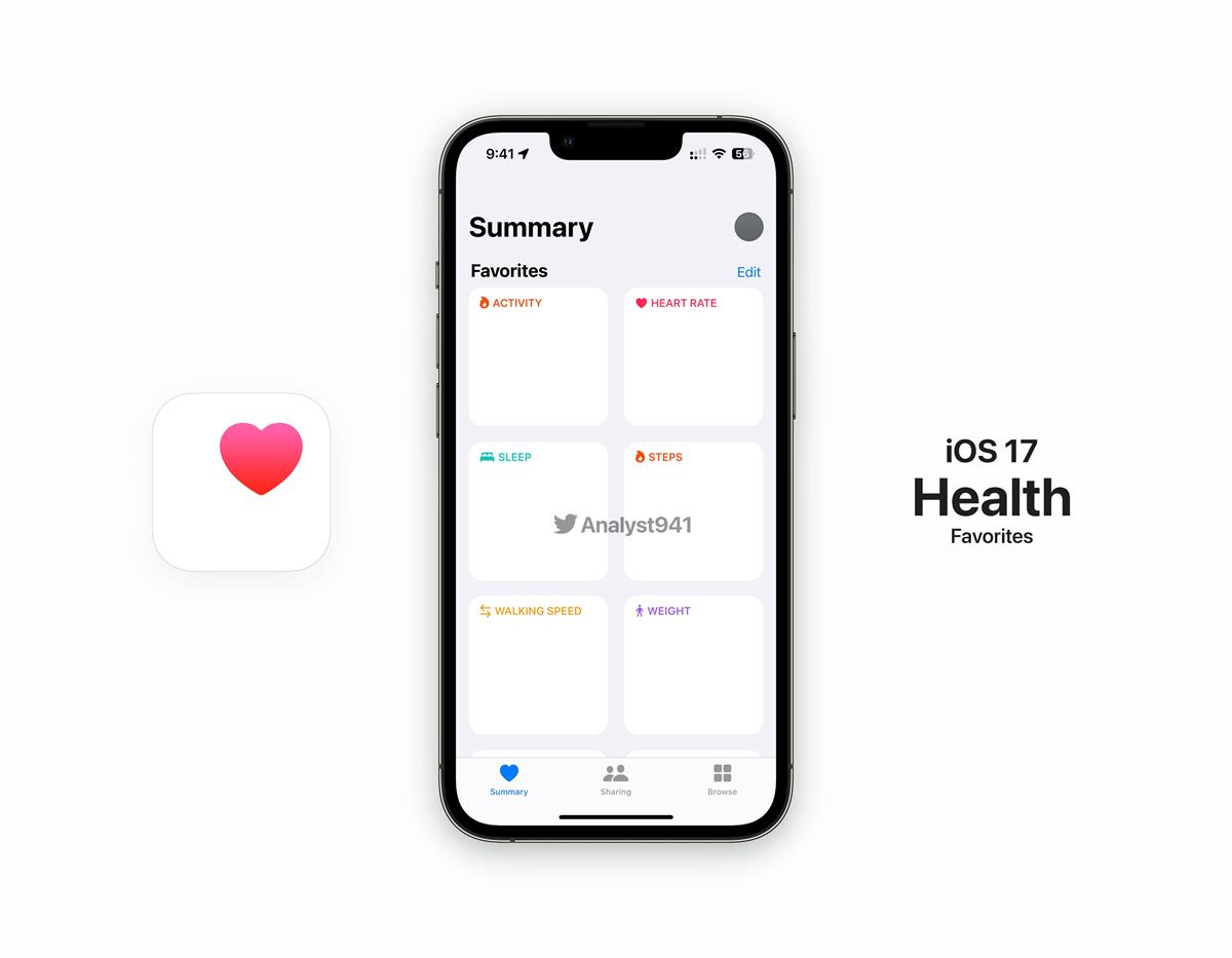 iOS 17 redesigned health app favorites