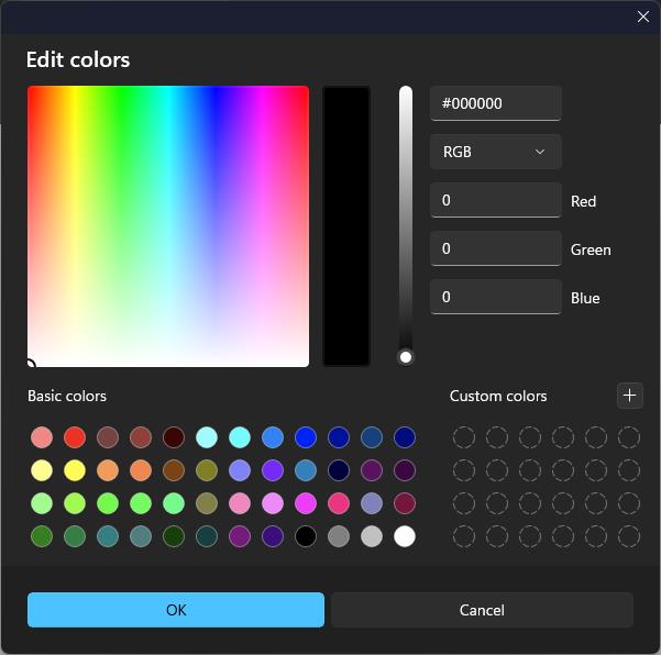 Dark Mode palette in MS Paint