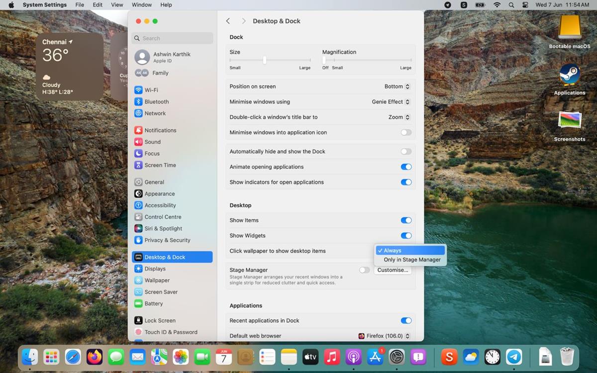 How to disable the show desktop shortcut in macOS Sonoma
