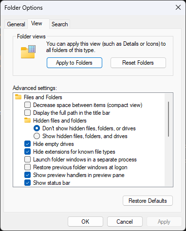 [Image: Windows-11-Dev-Folder-Options.png]