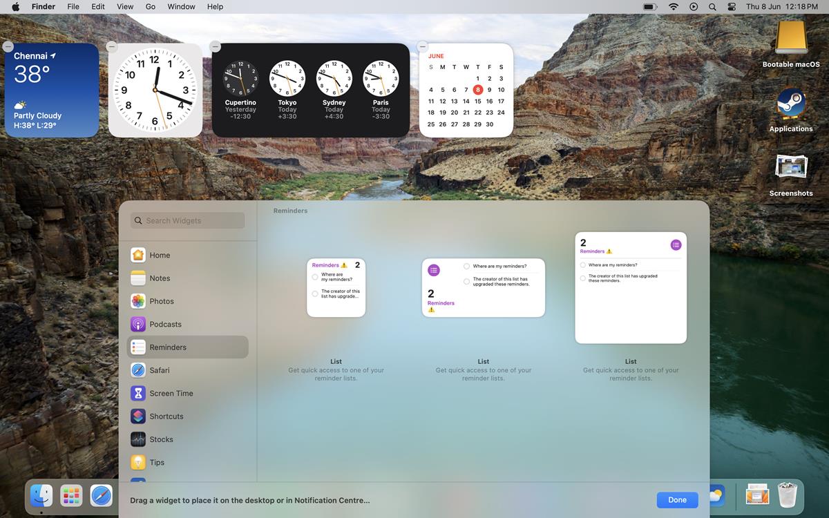 add new widgets in macOS Sonoma