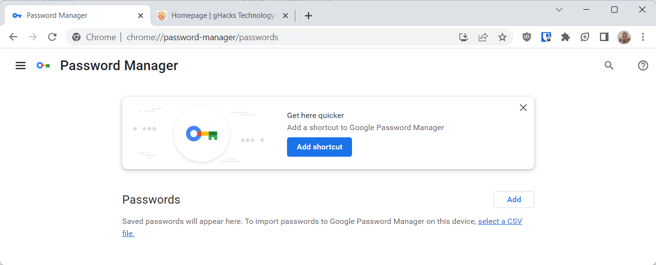 chrome password manager