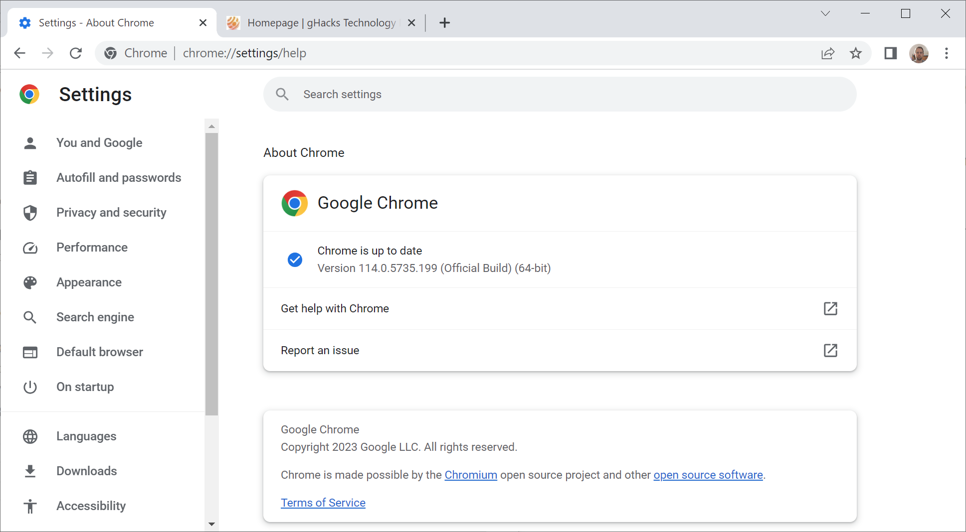 google chrome 114 security