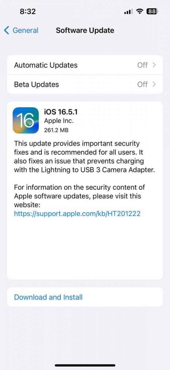 iOS 16.5.1 update release notes