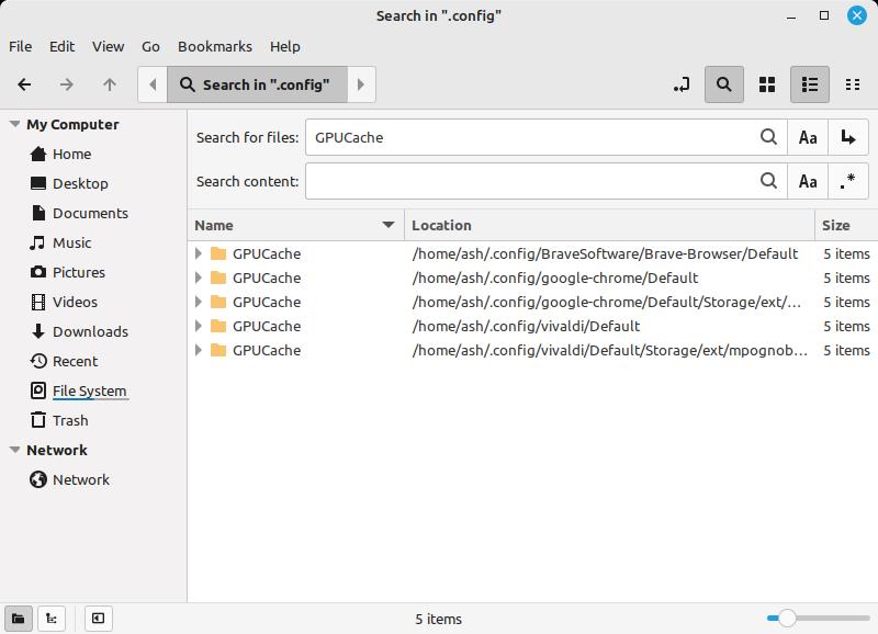 GPUCache folders in web browsers linux