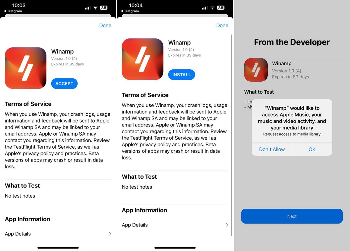 Winamp testflight for iOS