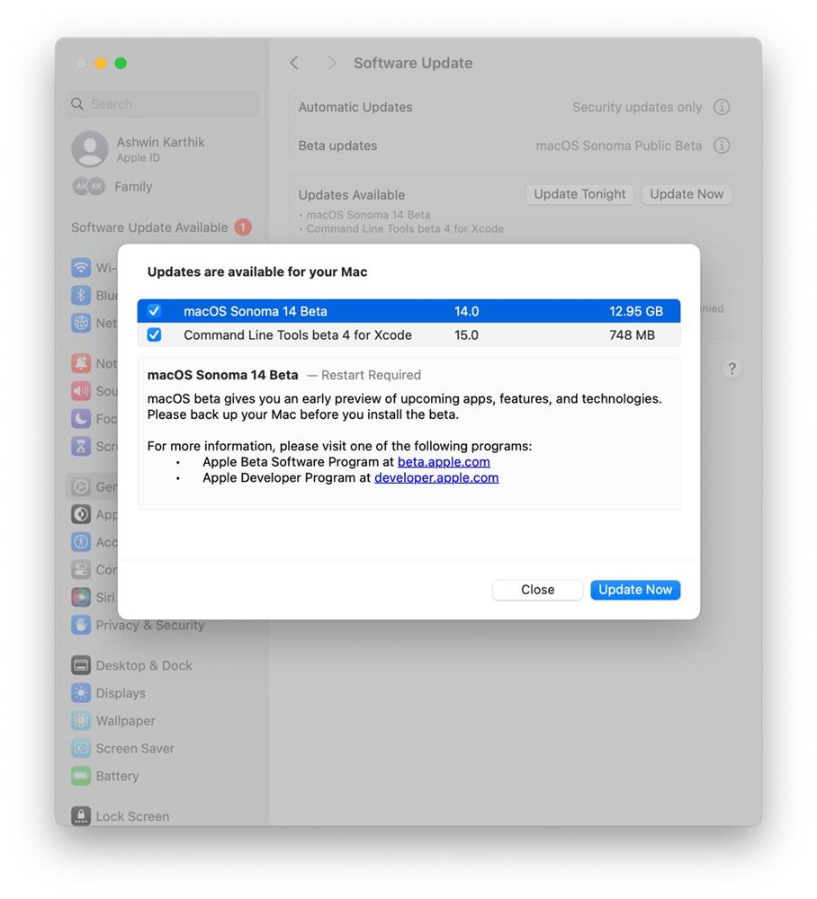macOS 14 Sonoma public beta