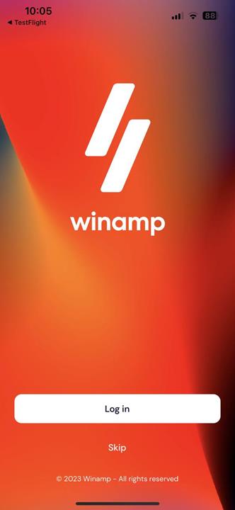 schermata iniziale dell'app mobile winamp