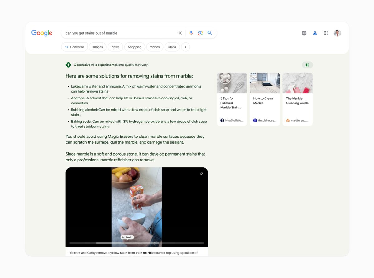 Google AI-powered Search Generative Experience