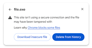 Google chrome insecure downloads error