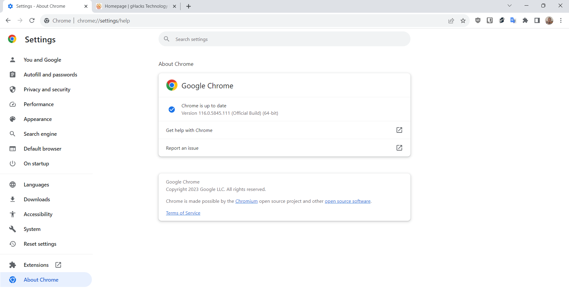 chrome 116 security update