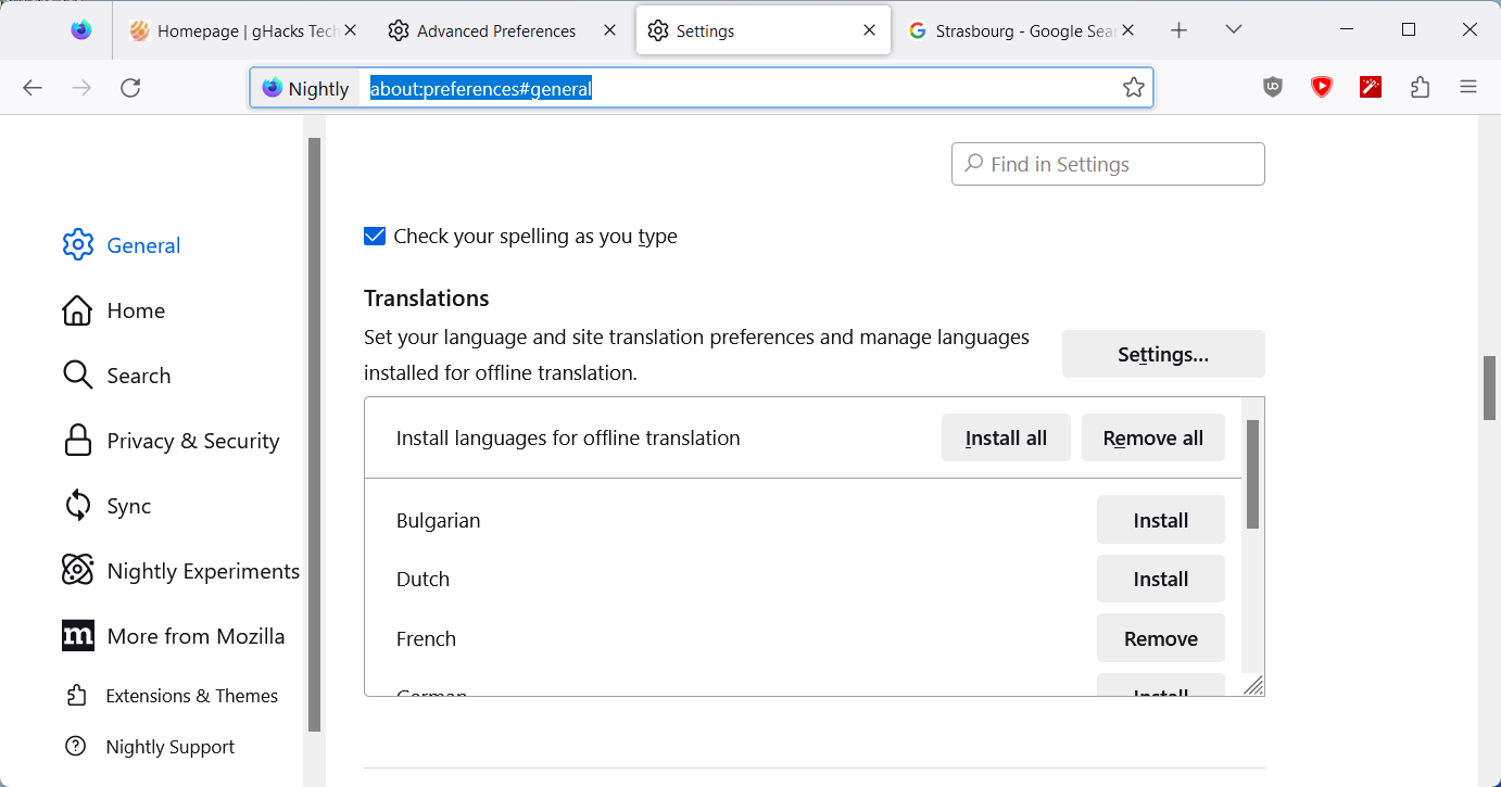 firefox configure translate