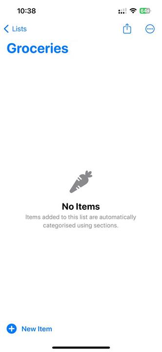 Add items to groceries list reminders app ios 17