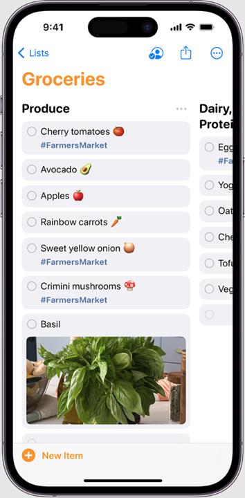 Grocery Lists in Reminders iOS 17