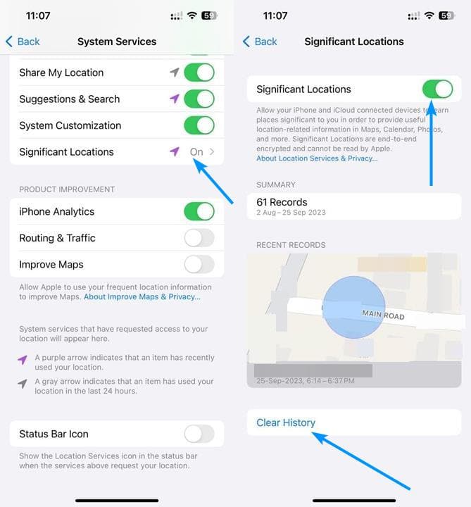 How to disable significant locations in iOS 17