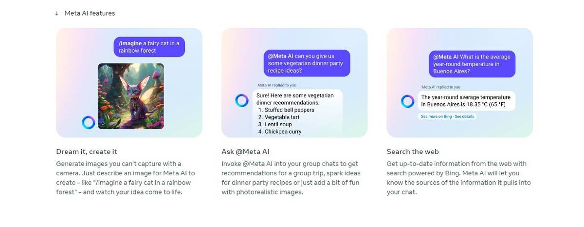 Meta AI assistant and Meta AI characters