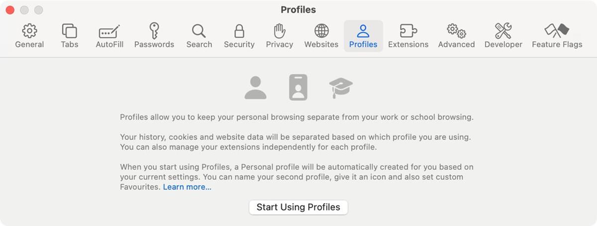 Profiles in Apple Safari 17