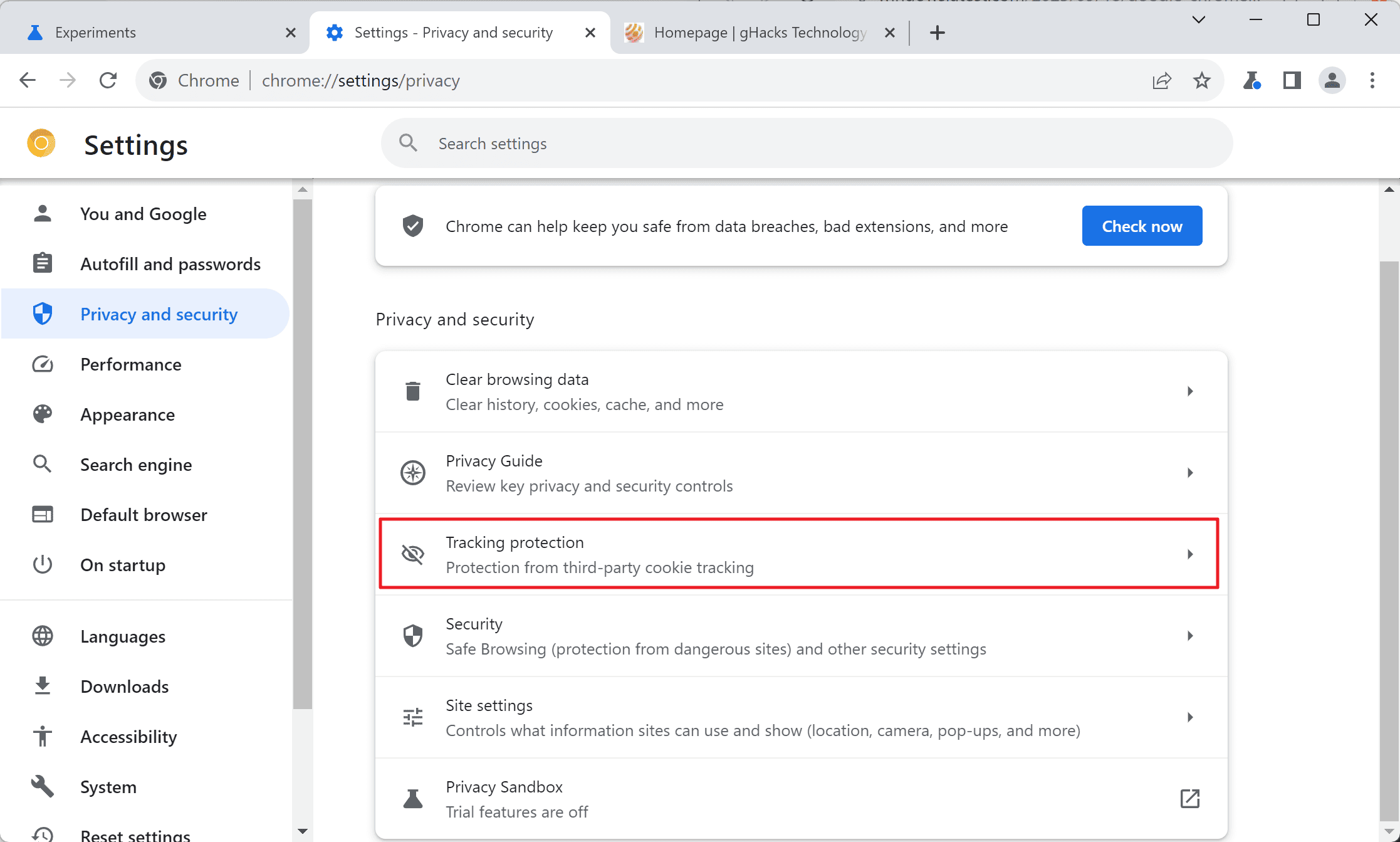chrome tracking protection