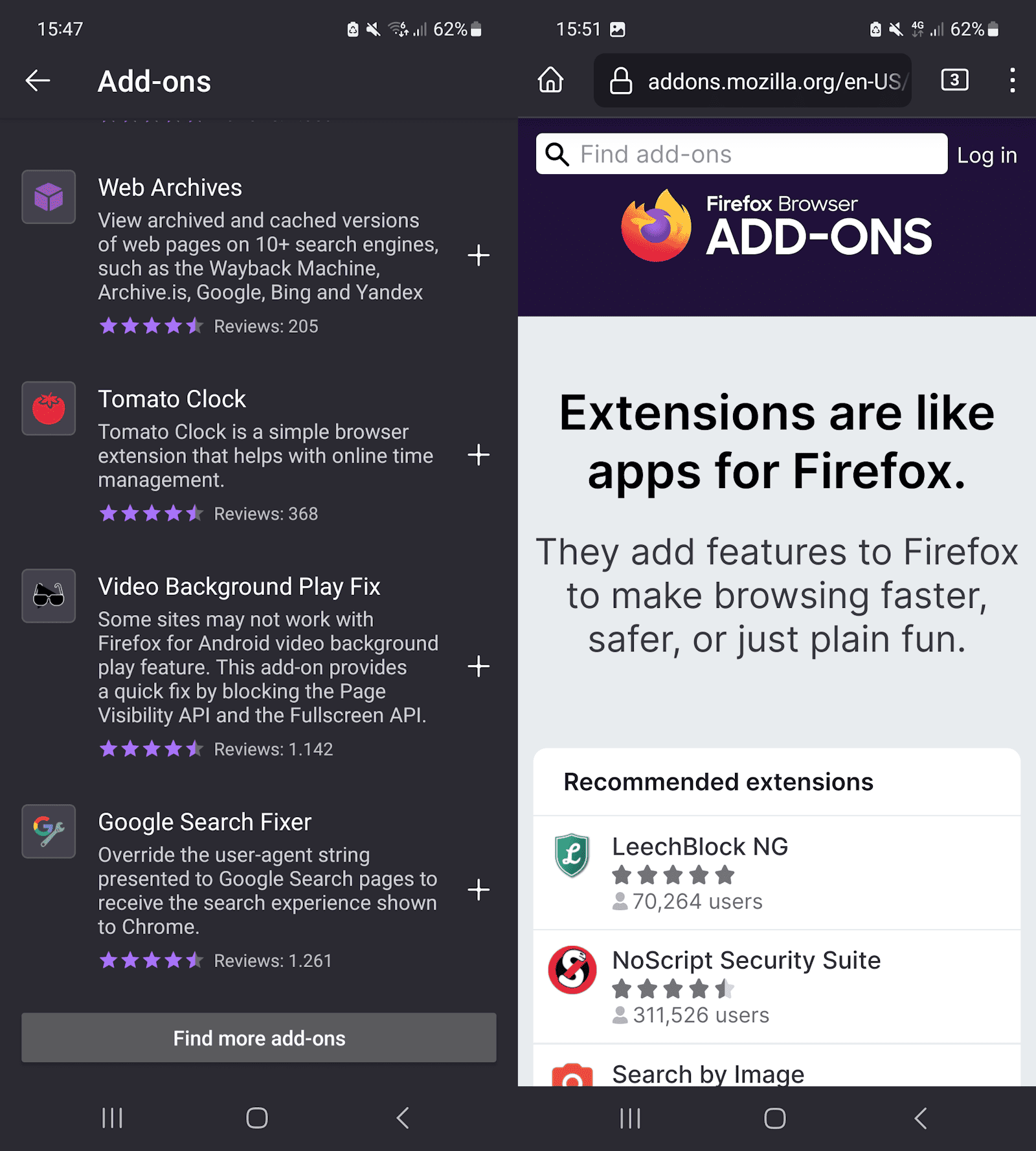 firefox android extensions