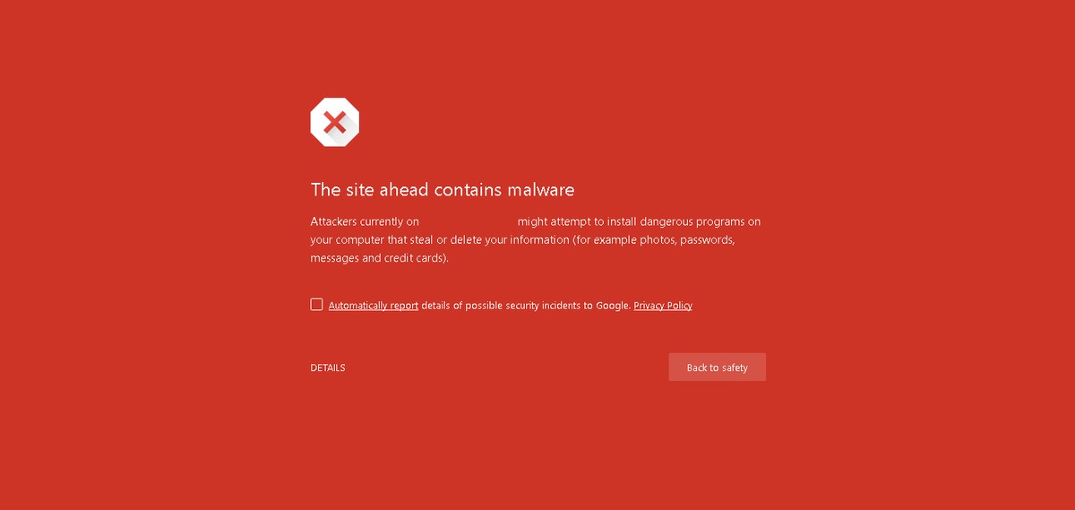 Google dangerous website alert