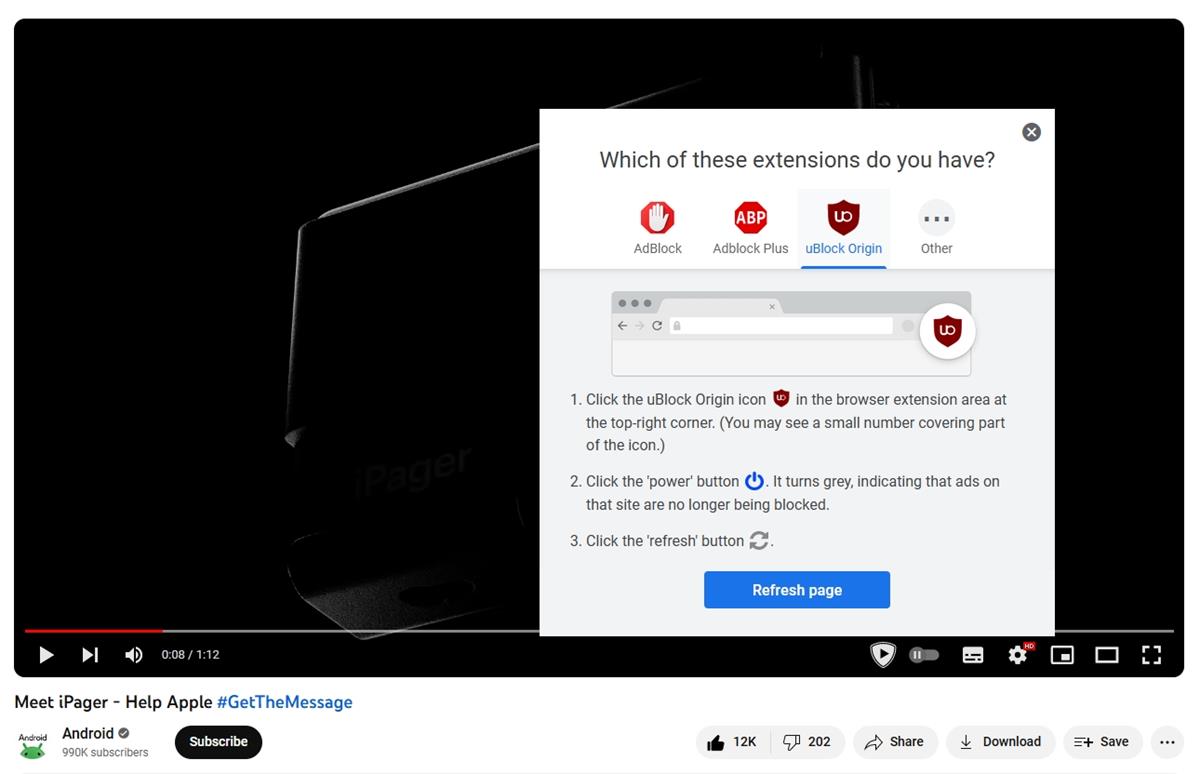 YouTube is asking users to disable their ad blocker