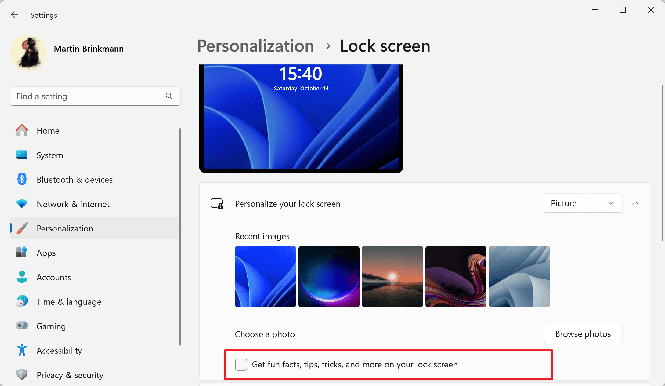 Setting to disable lock screen ads