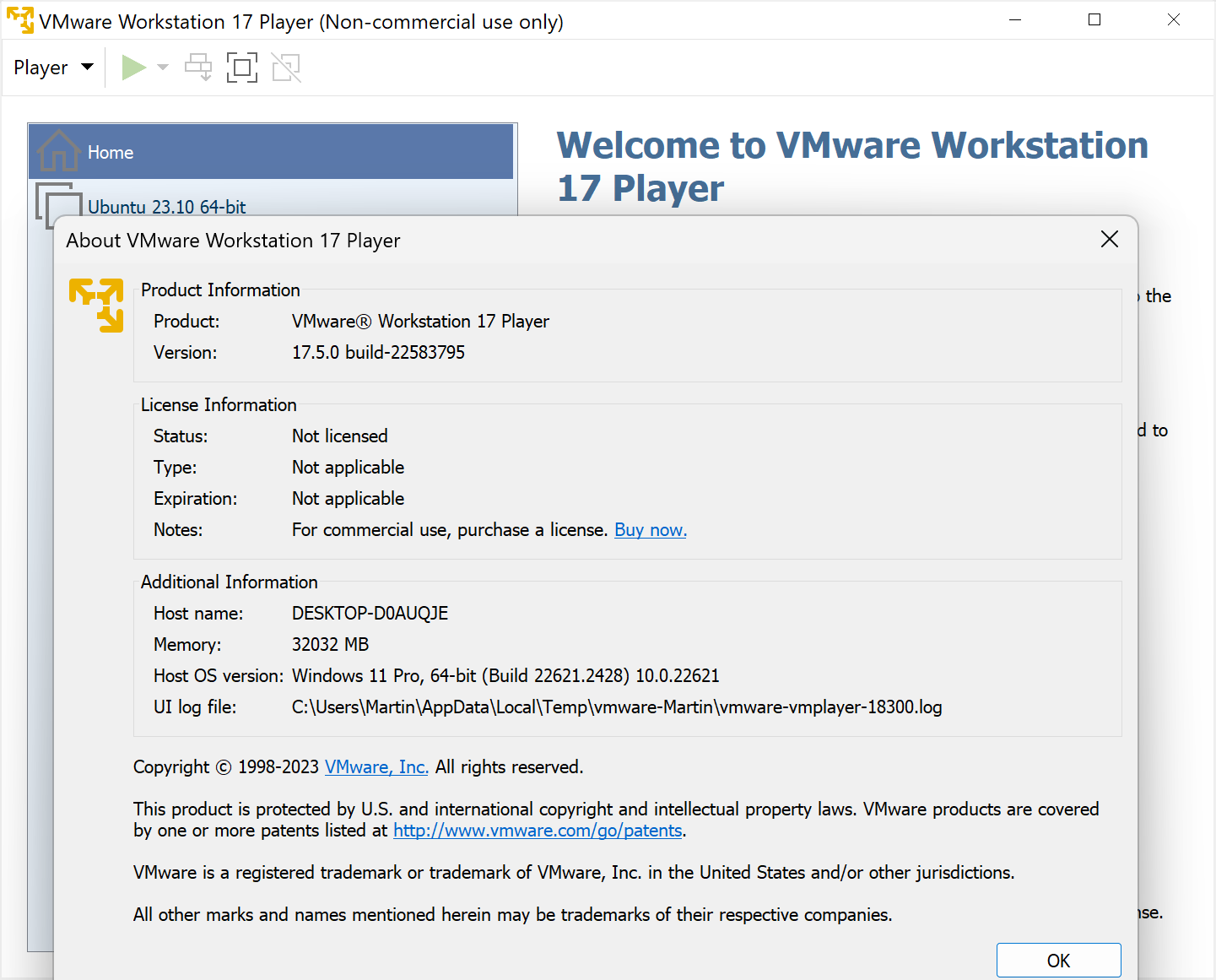 vmware workstation player 17.5