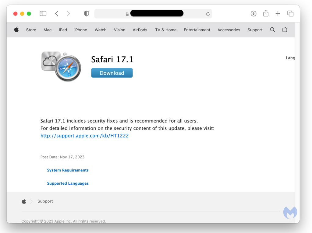 Atomic Stealer Malware Clearfake campaign fake Apple Safari update