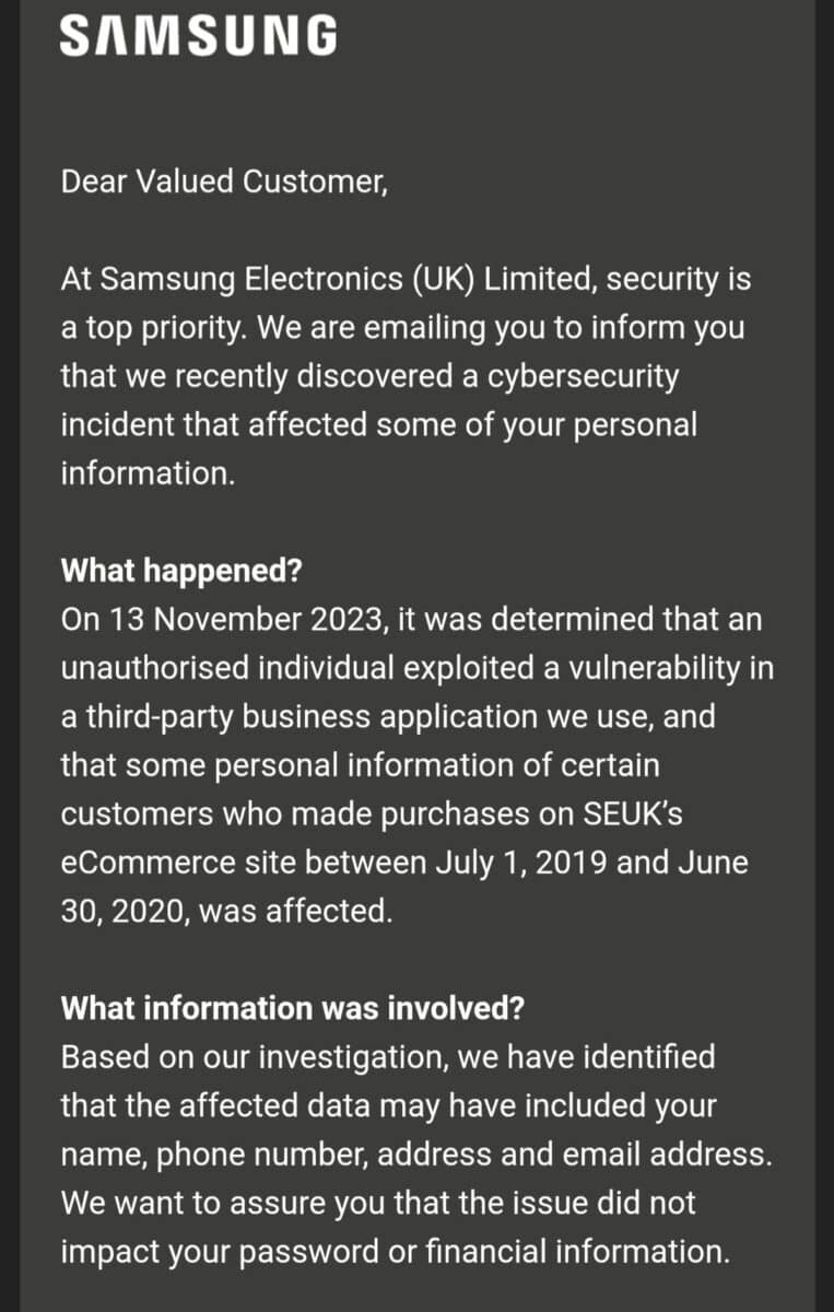 Samsung data breach