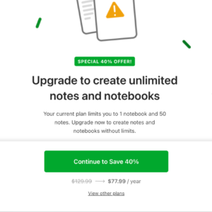 Evernote Free User Limit and offer