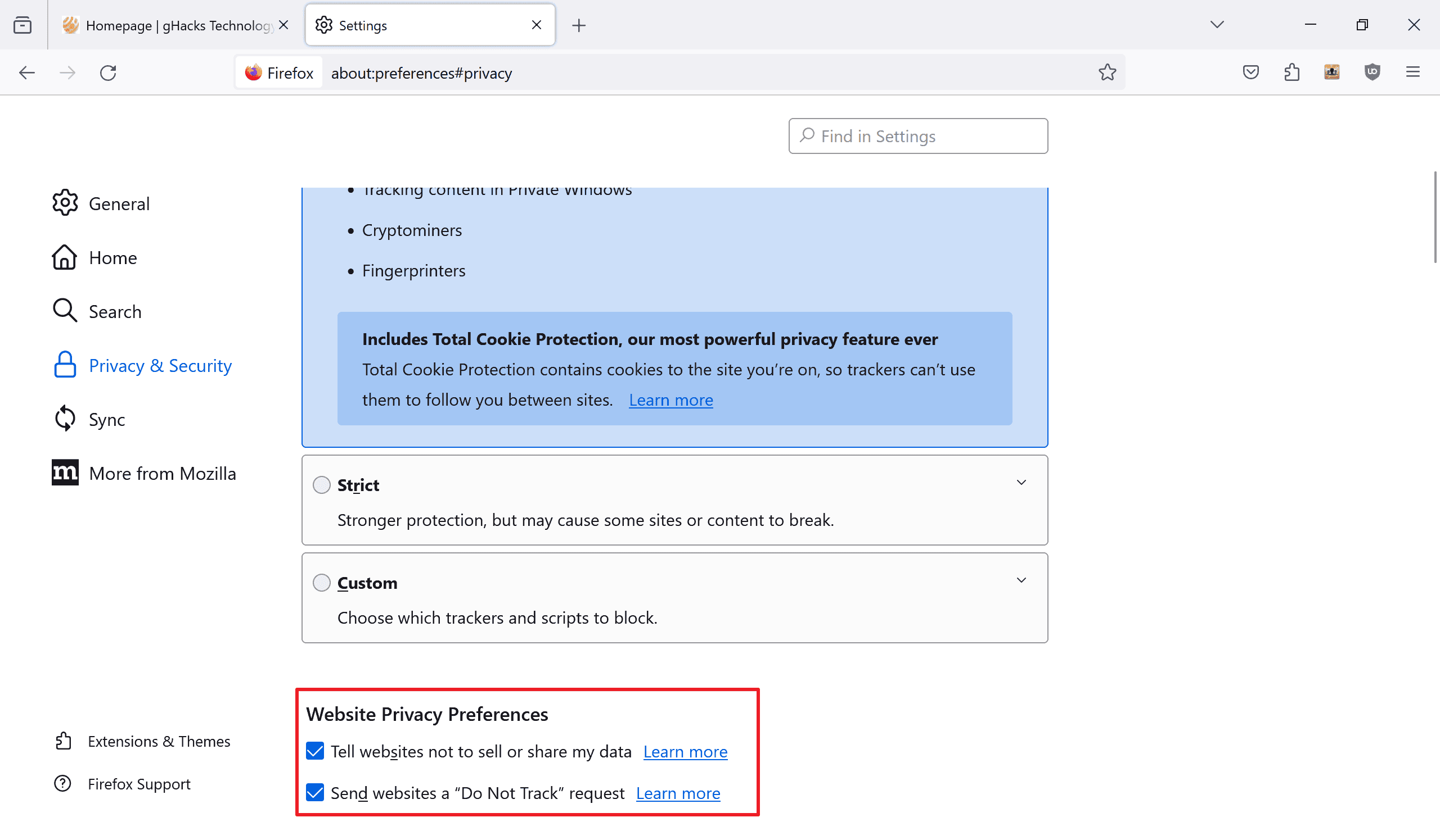 A closer look at Firefox's Tracking Protection feature - gHacks