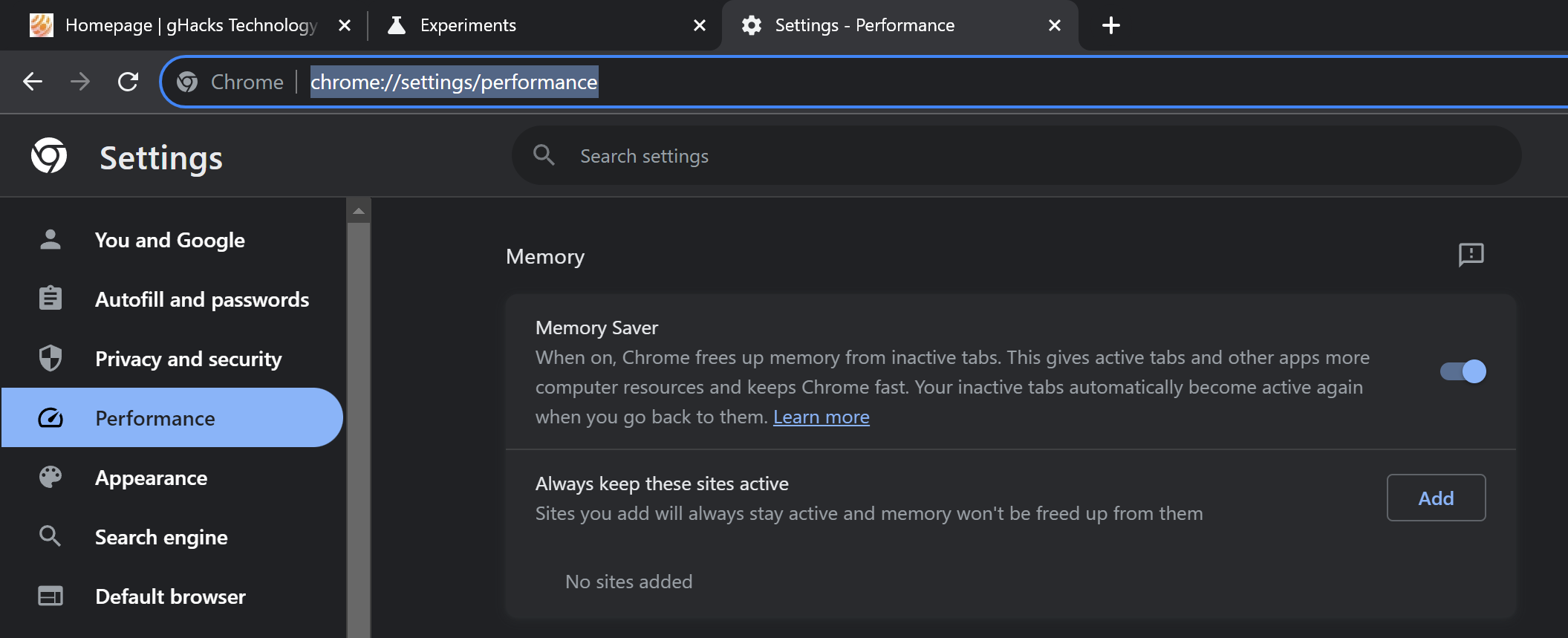 Chrome Memory Saver