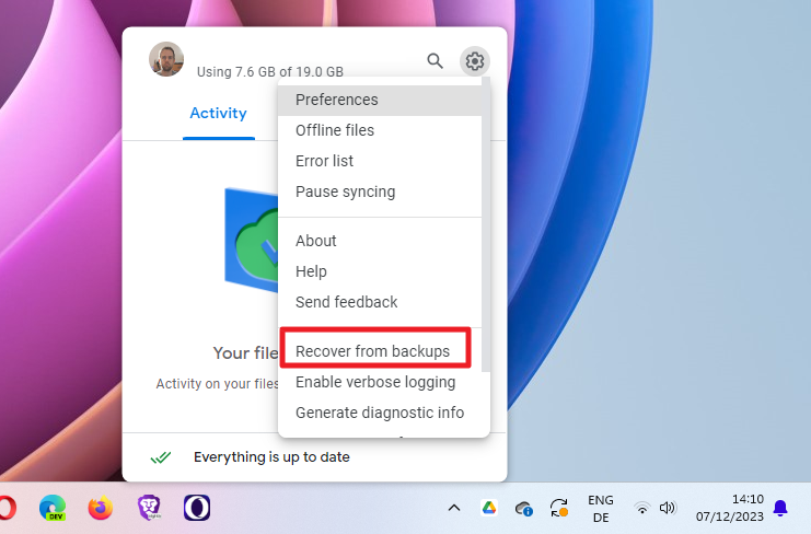 Google Drive Recupera backup