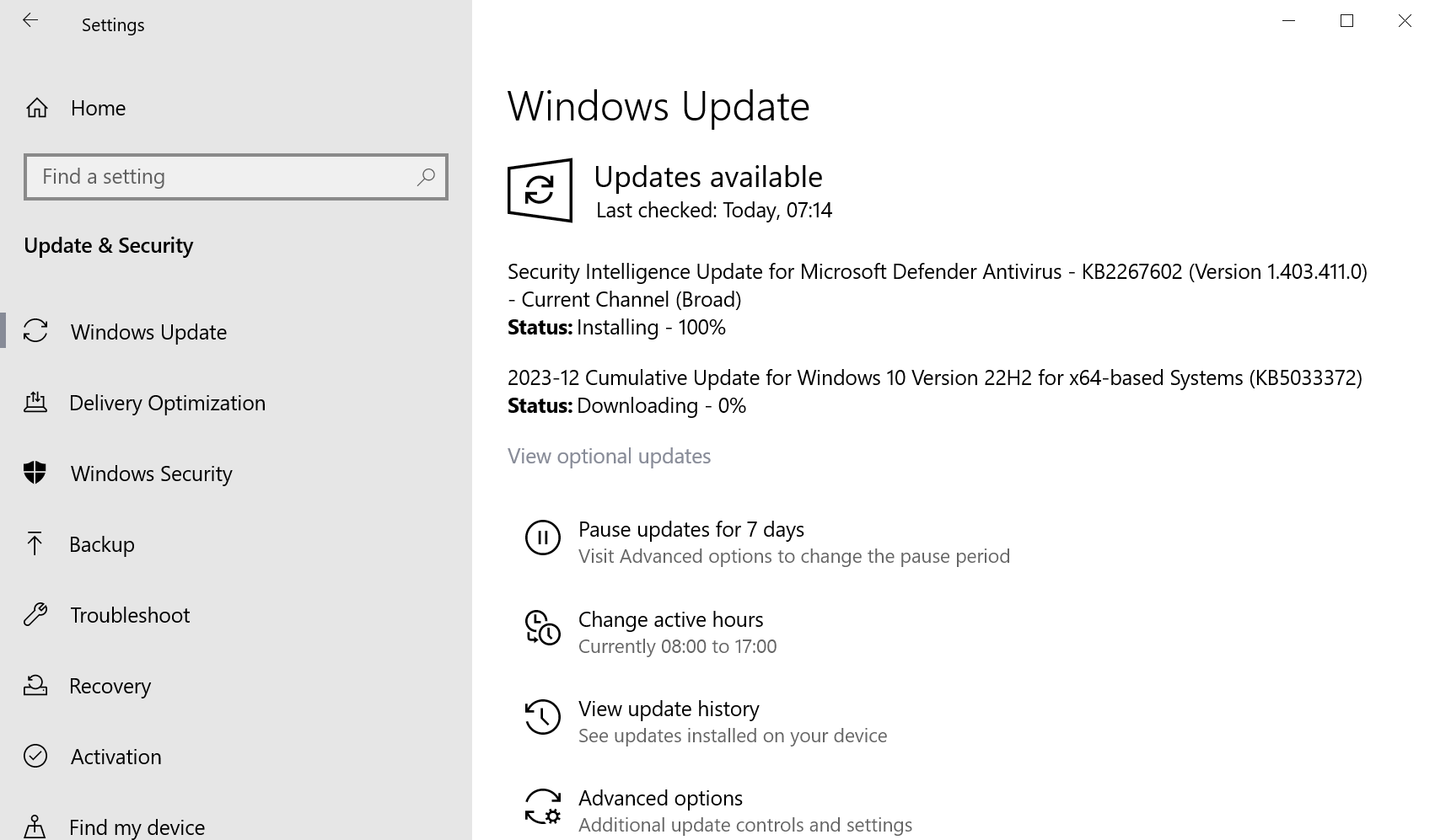 Microsoft Windows 10 Security updates December 2023