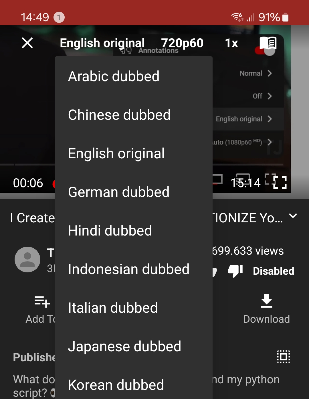 Newpipe YouTube new multi-audio tracks feature