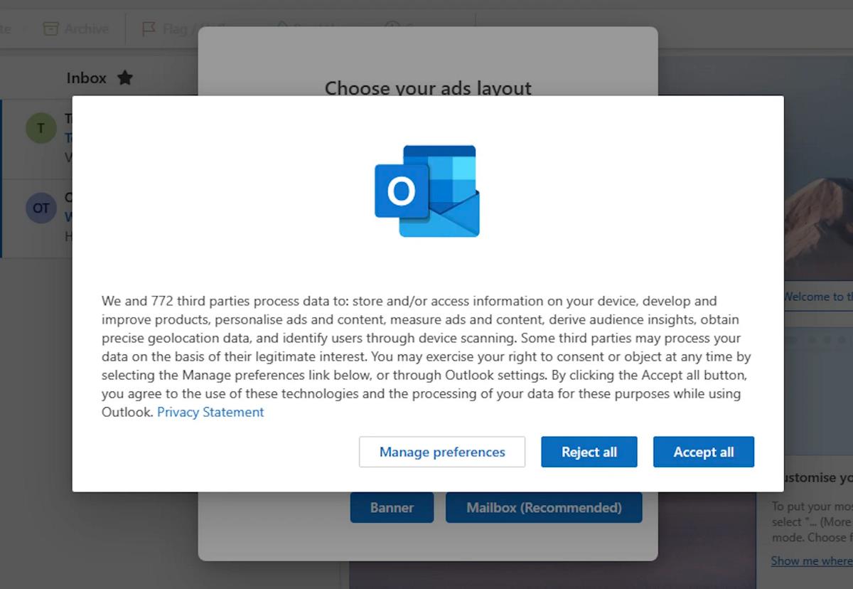 New Microsoft Outlook shares user data with advertisers