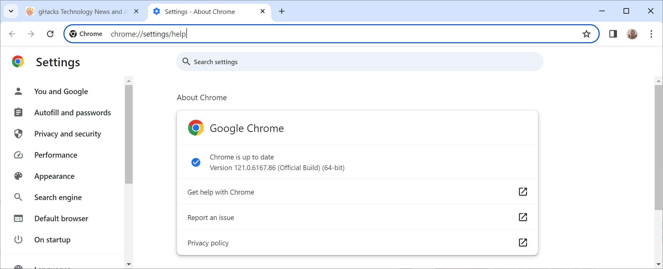 Google Chrome 121