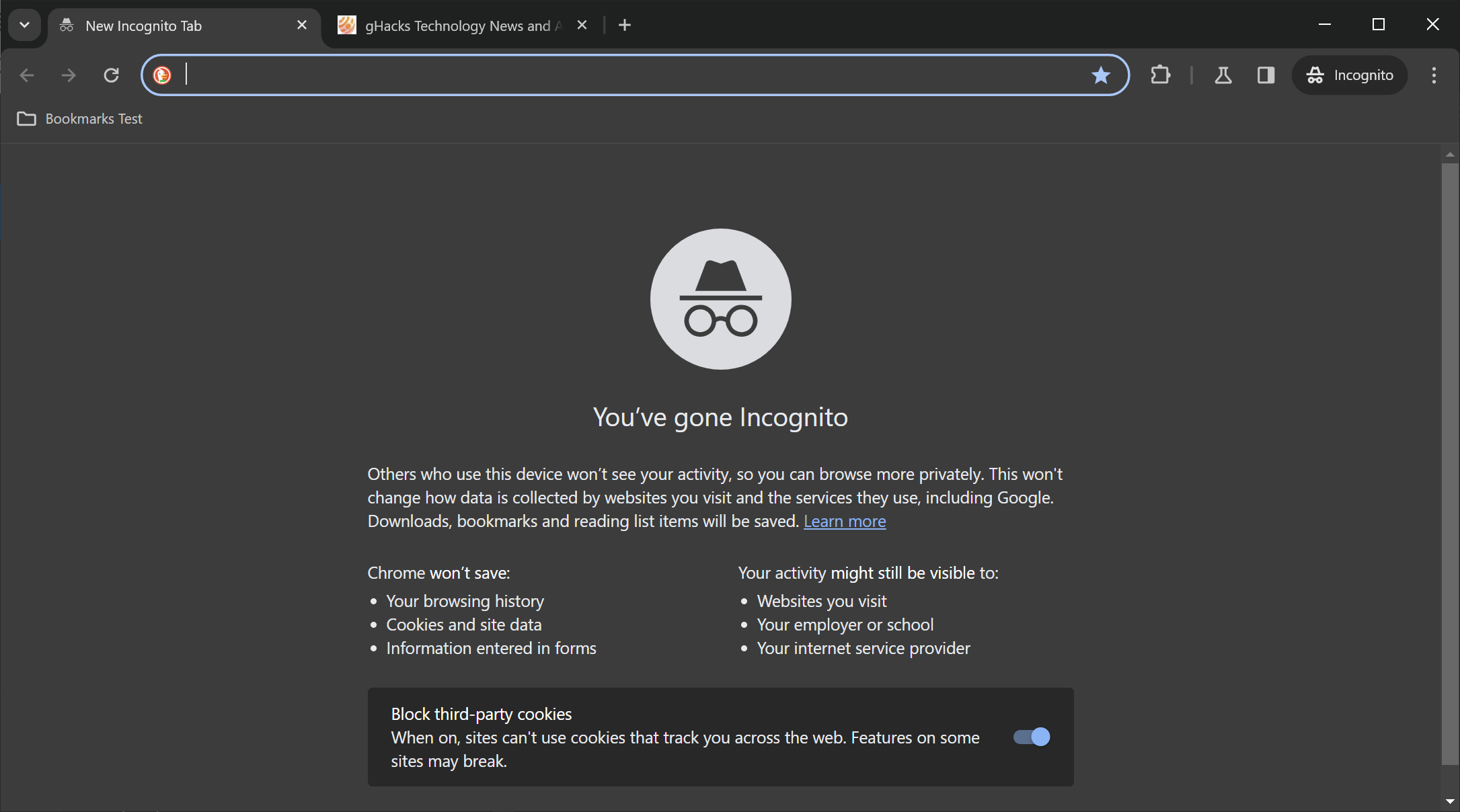 Chrome Incognito Mode Disclaimer New