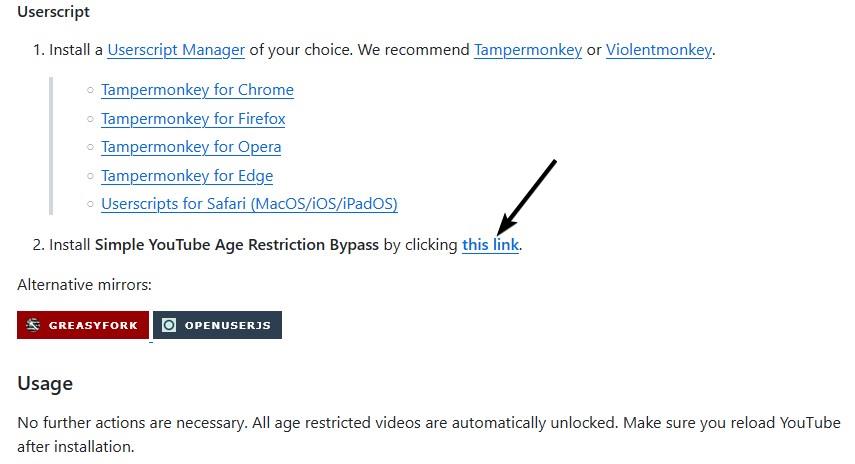 how to Install Simple YouTube Age Restriction Bypass