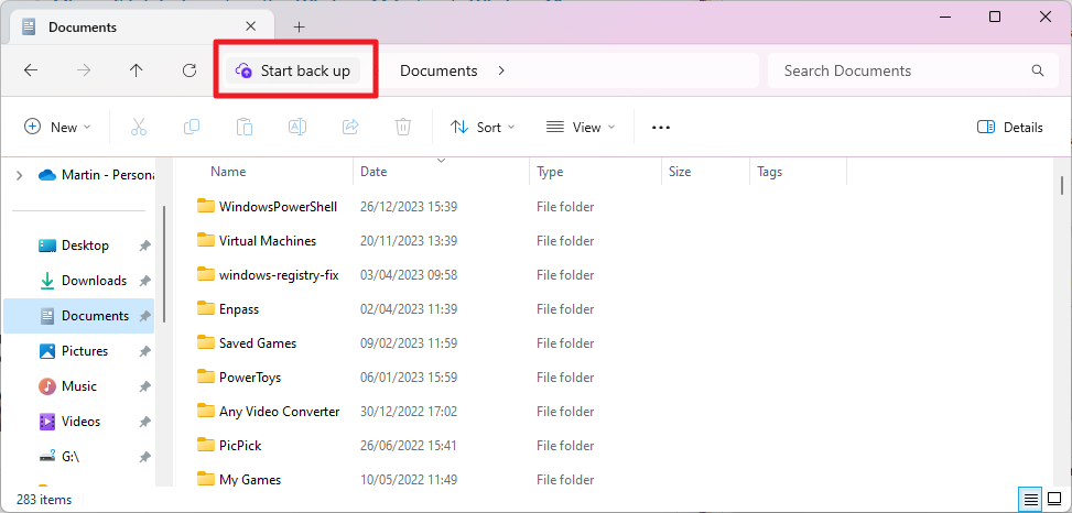 How to remove "Start back up" in Windows 11's File Explorer