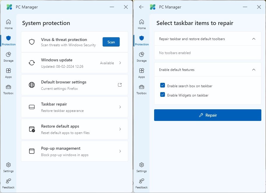 Microsoft PC Manager Windows 10 and 11 system protection