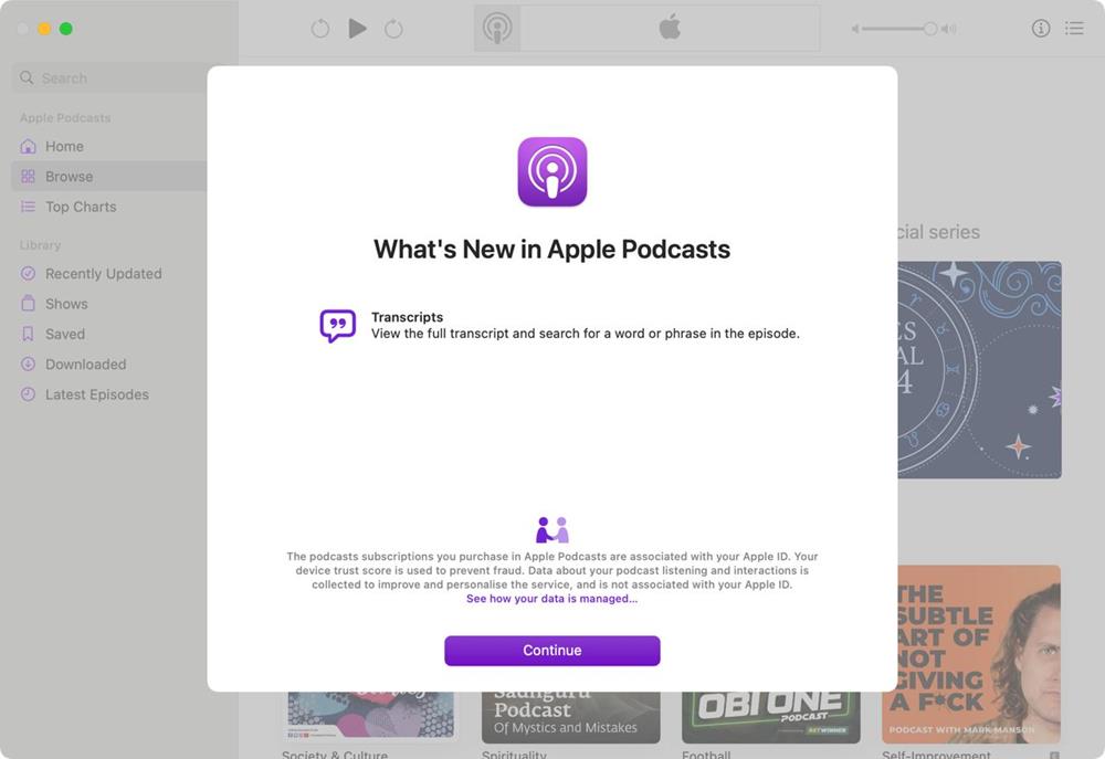 Trascrizioni dei podcast Apple