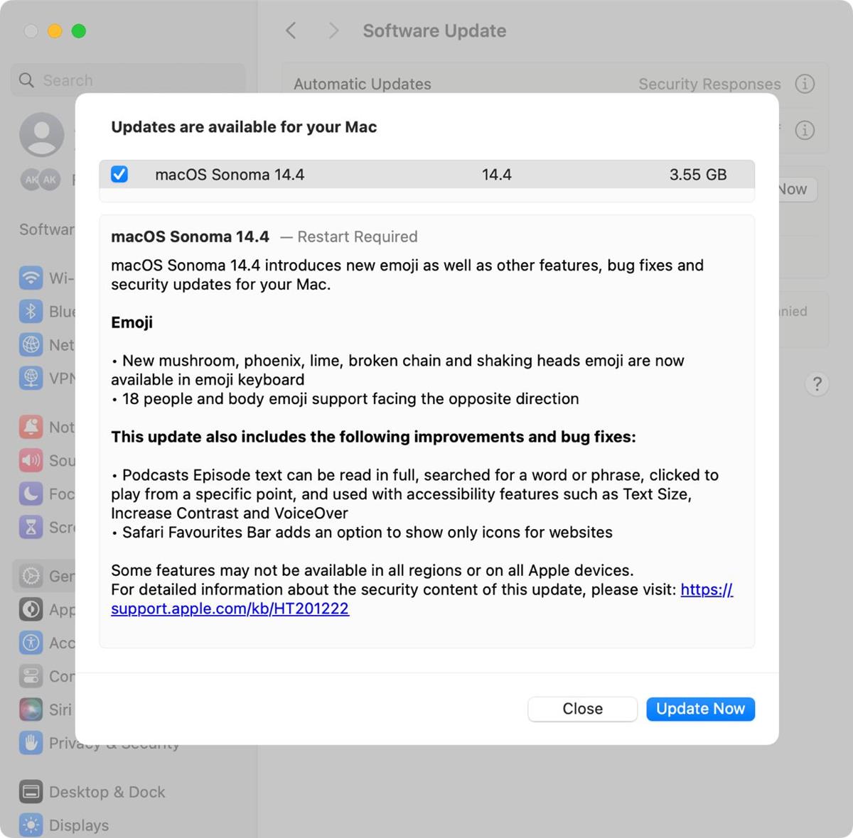 Apple releases macOS Sonoma 14.4 update with over 50 security fixes