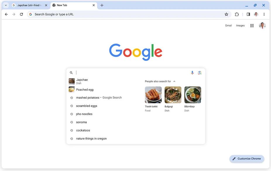 Google Chrome will display Search Suggestions based on your previous queries