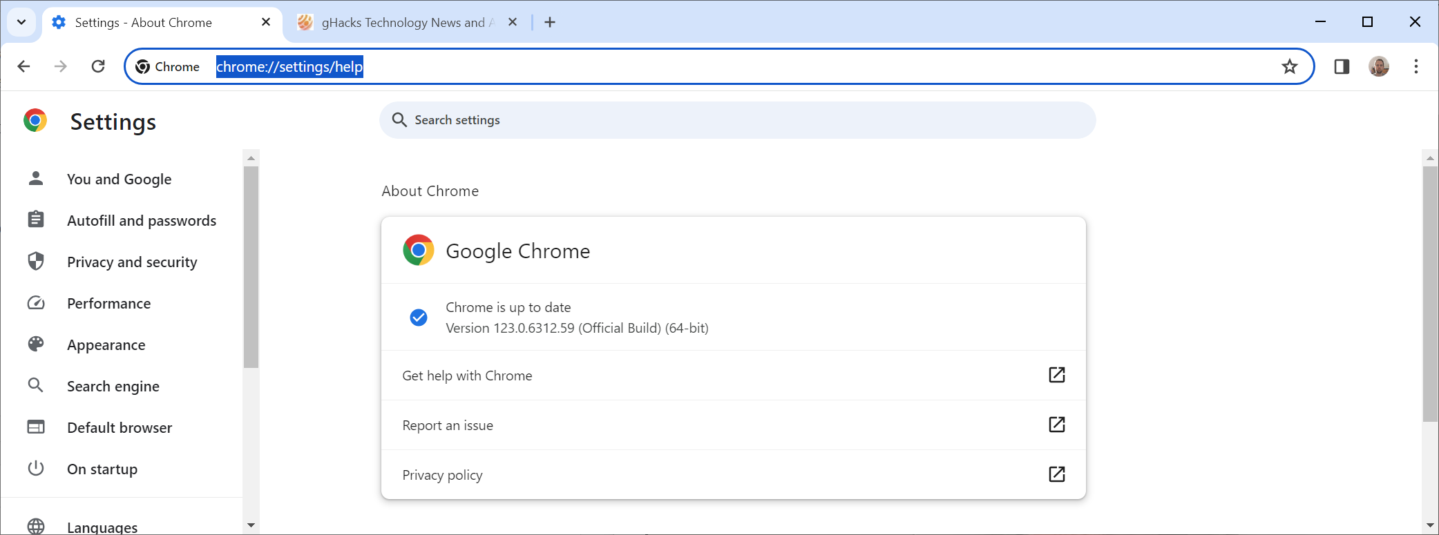 Google Chrome 123.0