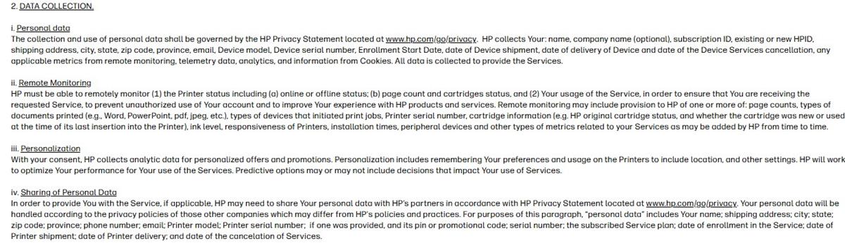 hp all-in-plan privacy policy