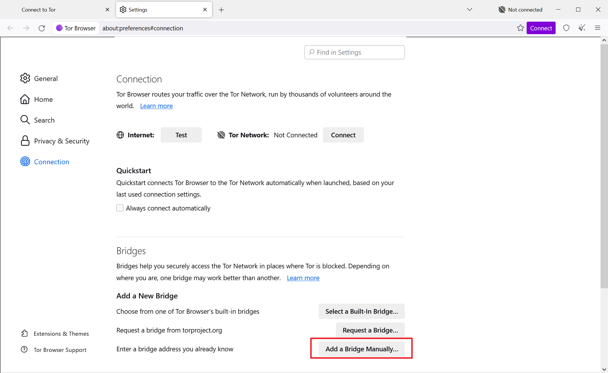 Tor Browser add Bridge